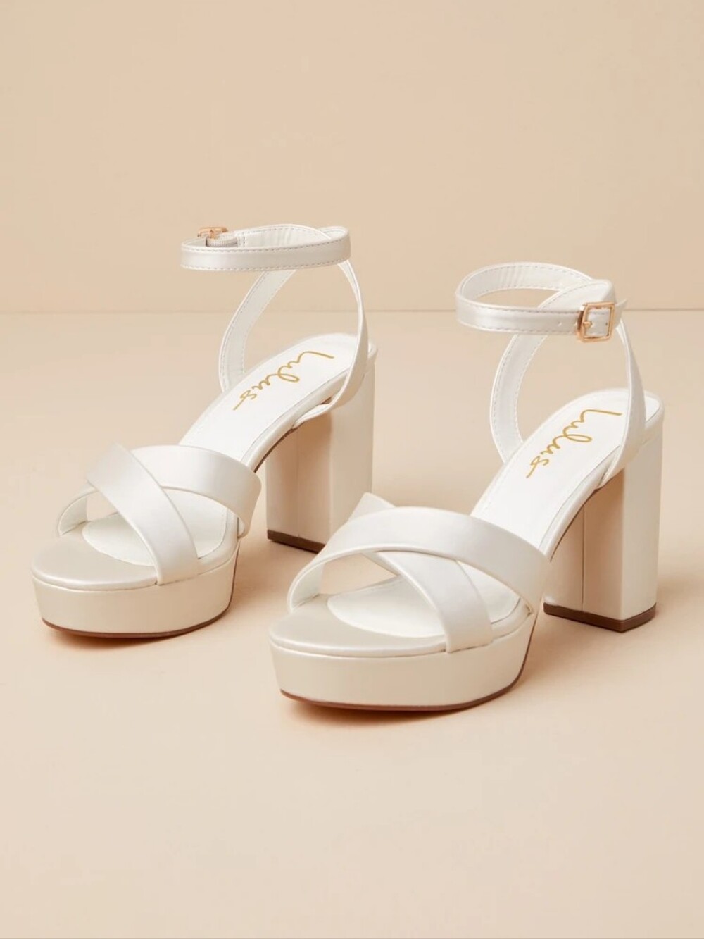 NEW Lulus Selah Ivory Ankle Strap Heels